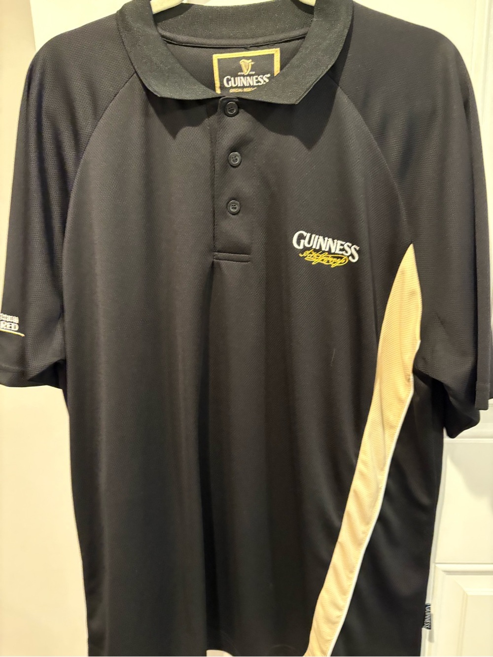 Guinness Black Polo with Tan Side Panel